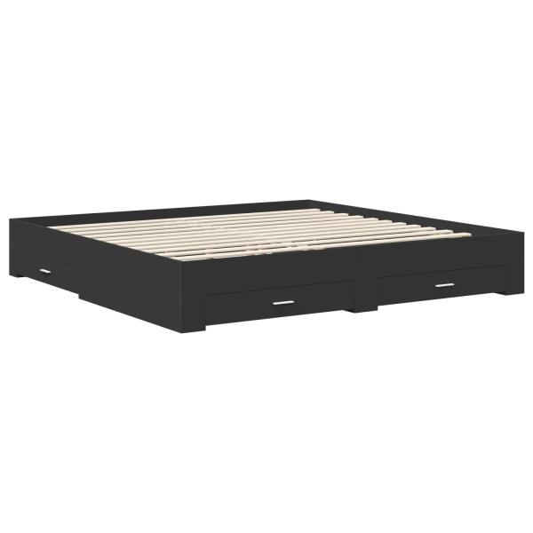 Bettrahmen Schwarz und Silber 200 x 200 cm Holzwerkstoff