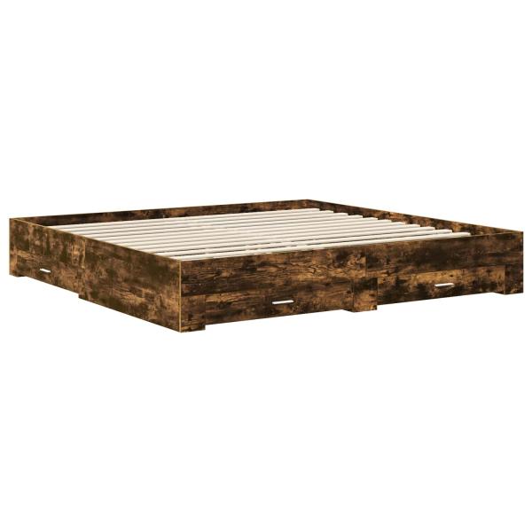 Bettrahmen Geräucherte Eiche 200 x 200 cm Holzwerkstoff