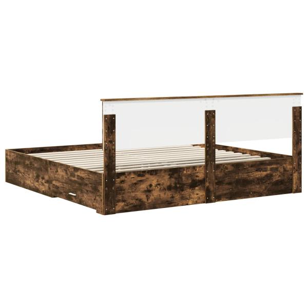 Bettrahmen Geräucherte Eiche 200 x 200 cm Holzwerkstoff