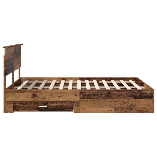 Bettrahmen mit Kopfteil Altholz 135 x 190 cm Holzwerkstoff