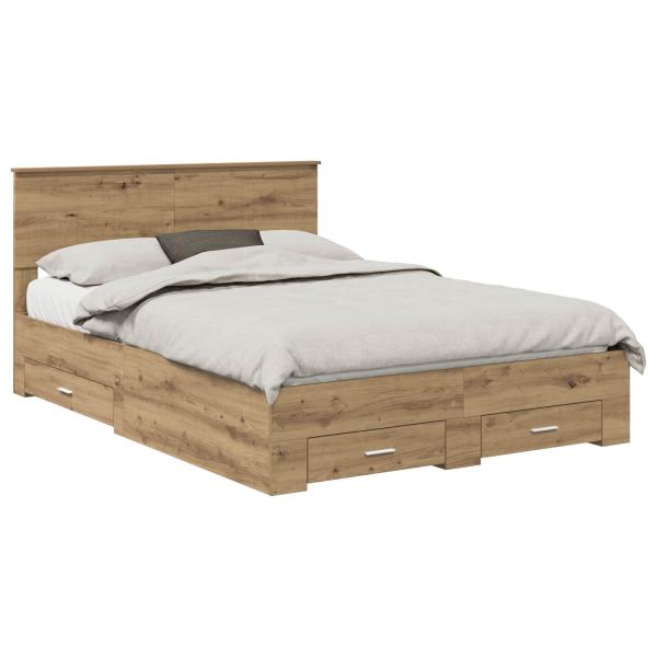 Bettrahmen Artisan-Eiche 135 x 190 cm Holzwerkstoff