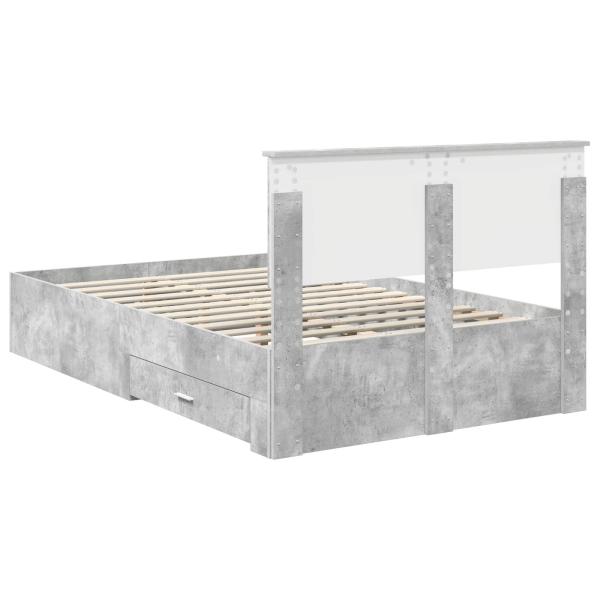 ARDEBO.de - Bettrahmen mit Kopfteil Beton Grau 120 x 200 cm Holzwerkstoff