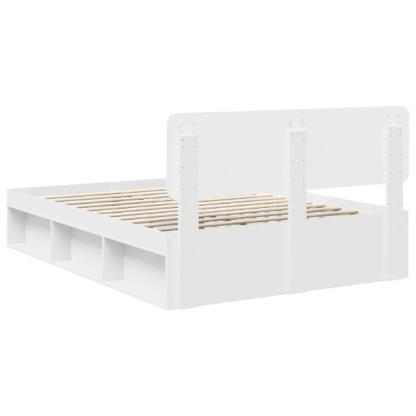 Bettrahmen mit Kopfteil Weiß 140 x 200 cm Massives Kiefernholz