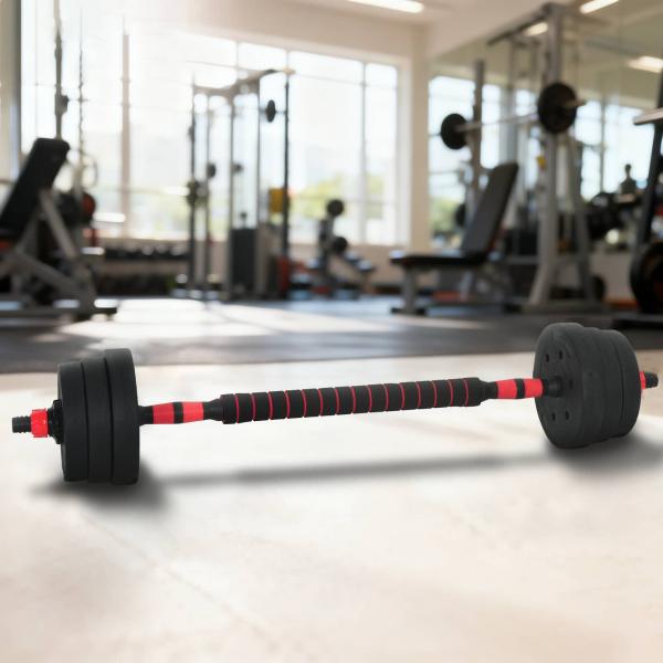 ARDEBO.de - 2-in-1 Hantelset Schwarz und Rot 121 x 19,5 x 19,5 cm