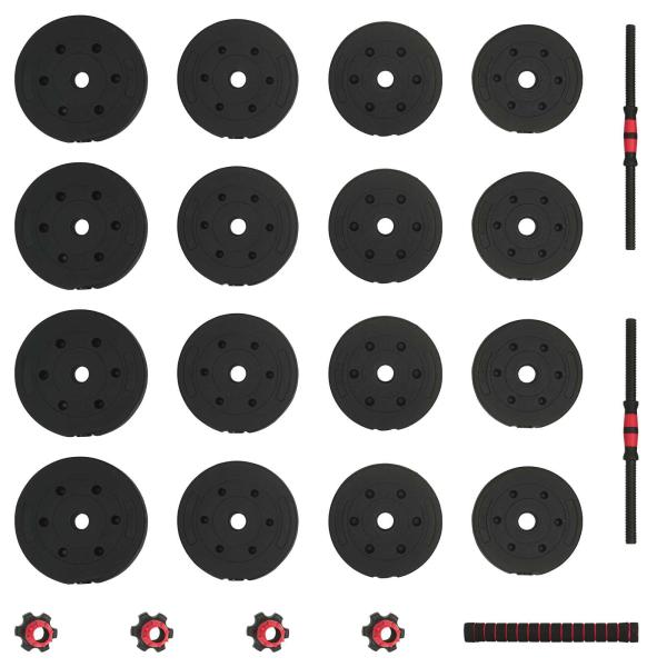 2-in-1 Hantelset Schwarz und Rot 121 x 19,5 x 19,5 cm