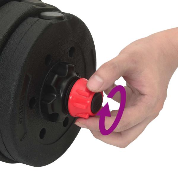 2-in-1 Hantelset Schwarz und Rot 121 x 19,5 x 19,5 cm