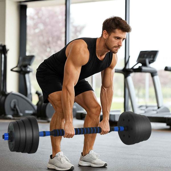 2-in-1 Hantelset Schwarz und Blau 121 x 19,5 x 19,5 cm