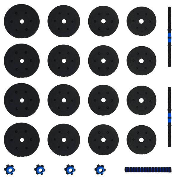 2-in-1 Hantelset Schwarz und Blau 121 x 19,5 x 19,5 cm