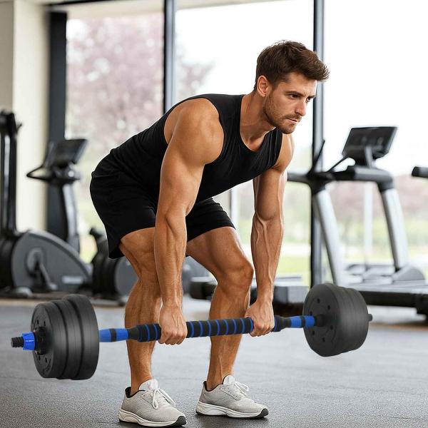 4-in-1 Hantelset Schwarz und Blau 121 x 19,5 x 19,5 cm