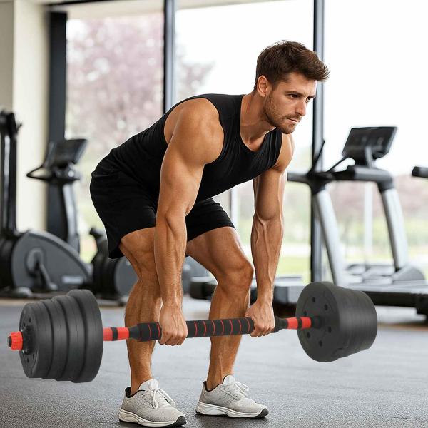 4-in-1 Hantelset Schwarz und Rot 121 x 19,5 x 19,5 cm