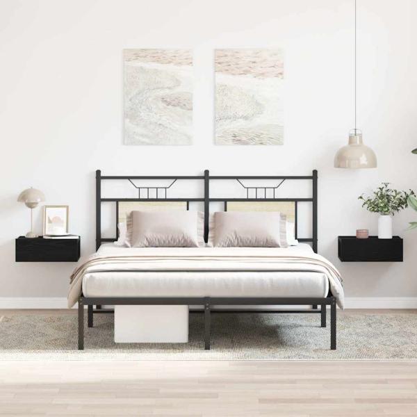 ARDEBO.de - Schwebende Nachttische 2 Stück Schwarze Eiche 40 x 32 x 15 cm Holzwerkstoff