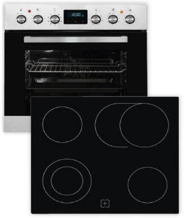 ARDEBO.de Exquisit EHE185-HBZ-020-Set EEK: A Herdset mit Glaskeramikkochfeld, 59,5 cm breit, 75 L, Edelstahl