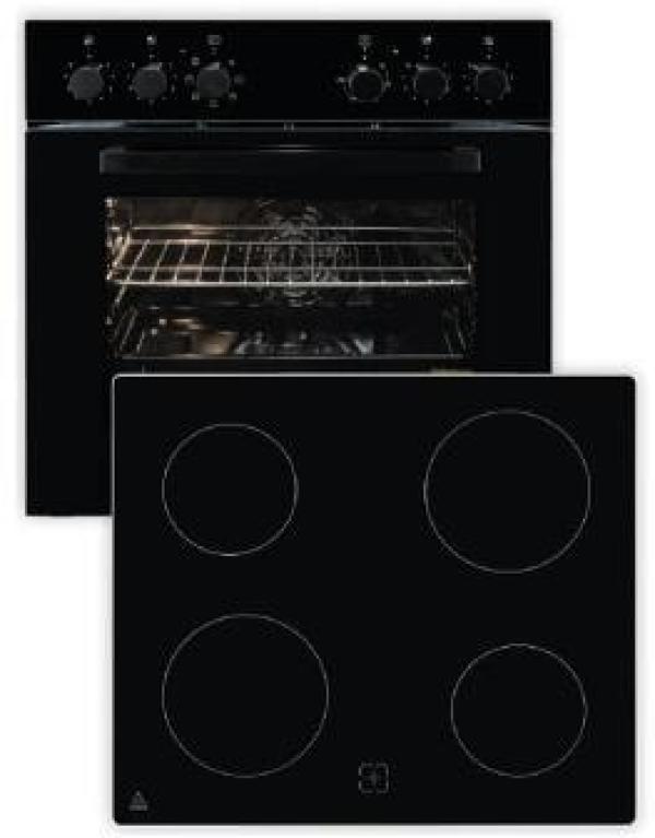 ARDEBO.de Exquisit HE256-U-020-Set EEK: A Herdset mit Glaskeramikkochfeld, 59,5 cm breit, 59 L, Auftauprogramm, schwarz