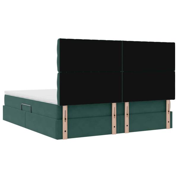 Bett mit Stauraum und LED Dunkelgrün 180 x 200 cm Samt