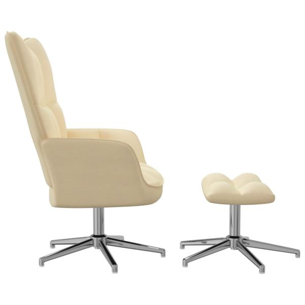 Relaxsessel mit Hocker Cremeweiß Samt