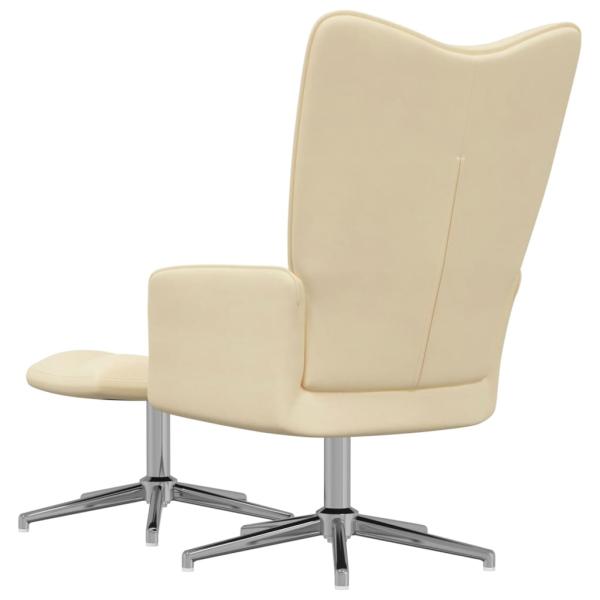 Relaxsessel mit Hocker Cremeweiß Samt