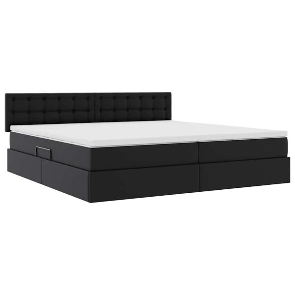 Bett mit Stauraum und LED Hellgrau 200 x 200 cm Kunstleder