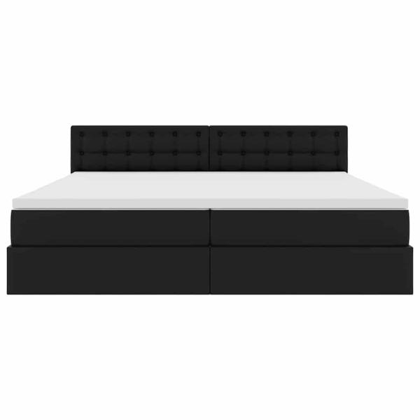 Bett mit Stauraum und LED Hellgrau 200 x 200 cm Kunstleder