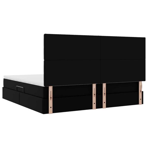 Bett mit Stauraum und LED Schwarz 200 x 200 cm Kunstleder