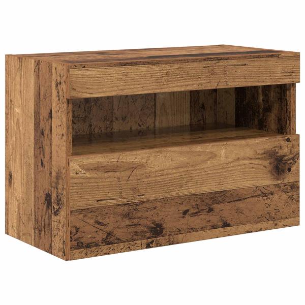 TV-Wandschrank-Set mit LED-Lichtern Wandmontiert 7 pcs Altholz