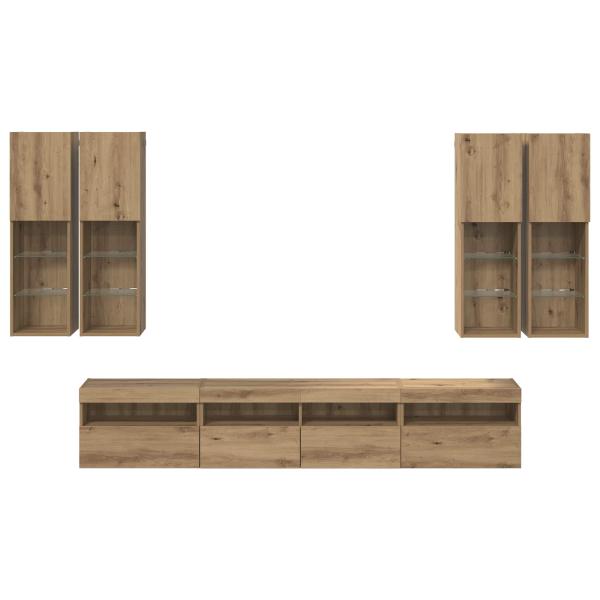 TV-Wandschrank-Set mit LED-Lichtern 7 pcs Artisan-Eiche