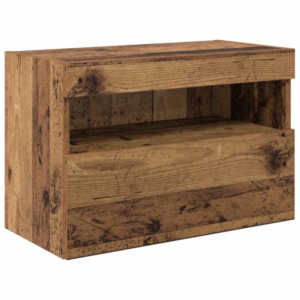 TV-Wandgeräte mit LED-Lichtleisten 6 pcs Altholz Holzwerkstoff