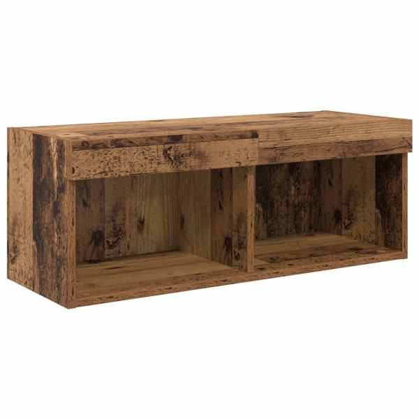 TV-Wandgeräte mit LED-Lichtleisten 6 pcs Altholz Holzwerkstoff