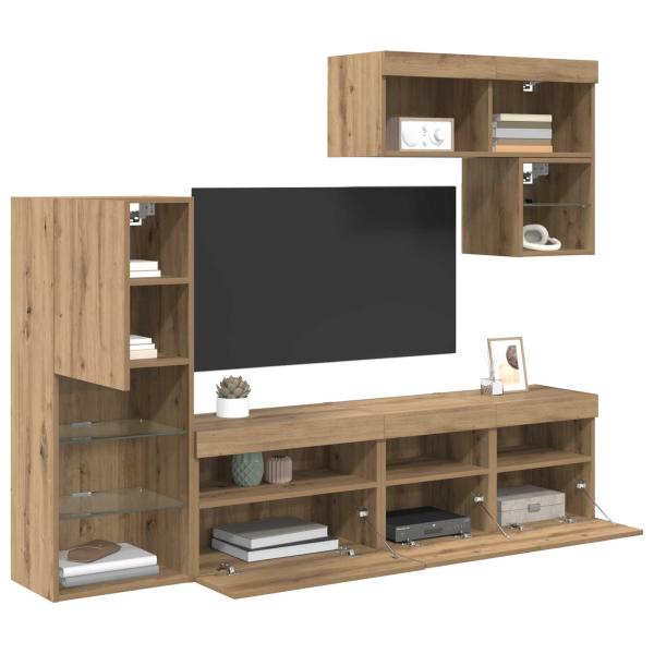 TV-Wandgeräte Wandmontiert 6 pcs Artisan-Eiche Holzwerkstoff