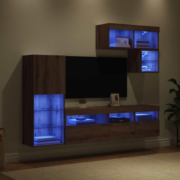 TV-Wandgeräte Wandmontiert 6 pcs Artisan-Eiche Holzwerkstoff