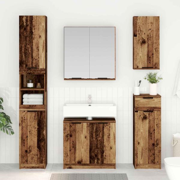 ARDEBO.de - Badezimmermöbel-Set mit Schubladen 3 pcs Altholz Holzwerkstoff