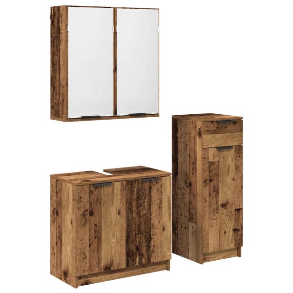 Badezimmermöbel-Set mit Schubladen 3 pcs Altholz Holzwerkstoff