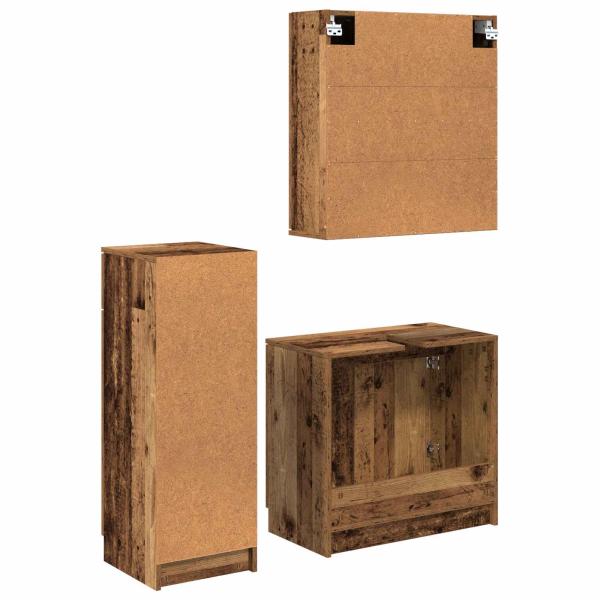 Badezimmermöbel-Set mit Schubladen 3 pcs Altholz Holzwerkstoff