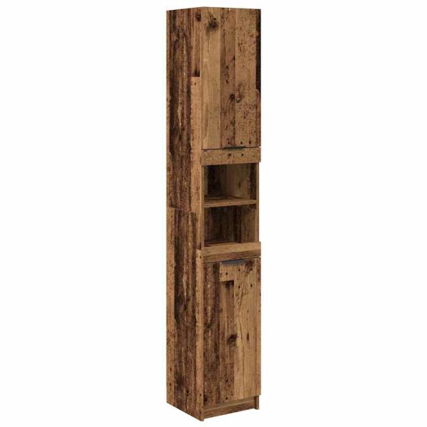 Badezimmerschrank-Set mit Regal mit Tür Altholz Holzwerkstoff