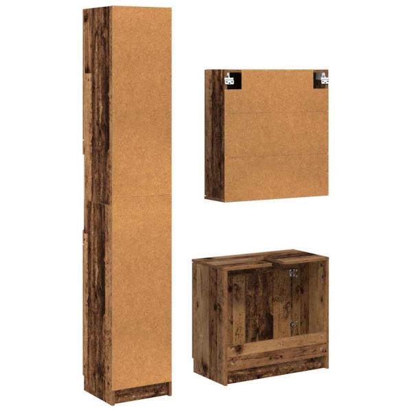 Badezimmerschrank-Set mit Regal mit Tür Altholz Holzwerkstoff