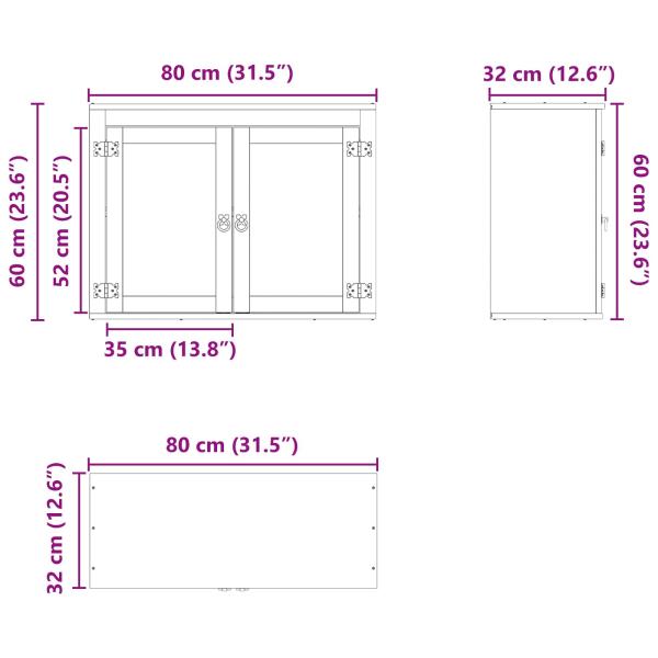 Schrank mit Regal Honig 60 x 32 x 40 cm Massives Kiefernholz