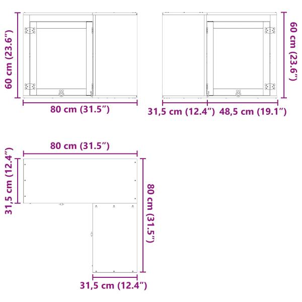 Schrank mit Regal Honig 80 x 80 x 60 cm Massives Kiefernholz