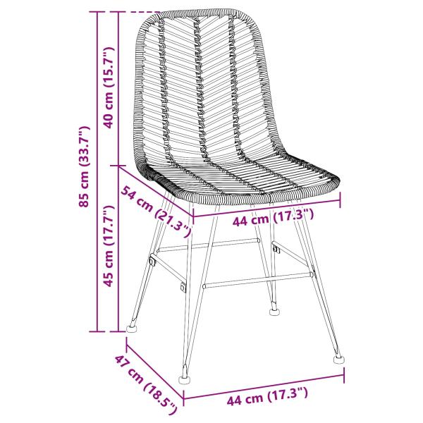 Esszimmerstuhl 2 pcs Natur 44,5 x 55 x 85 cm Rattan und Eisen