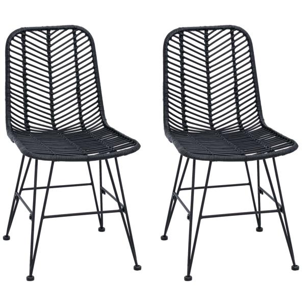 Esszimmerstuhl 2 pcs Schwarz 44,5 x 55 x 85 cm Rattan und Eisen