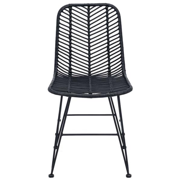 Esszimmerstuhl 2 Stk. Rattan und Eisen Schwarz