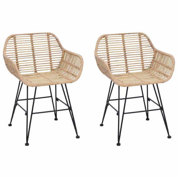ARDEBO.de - Esszimmerstuhl 2 pcs Natur 55 x 50 x 74 cm Rattan und Eisen