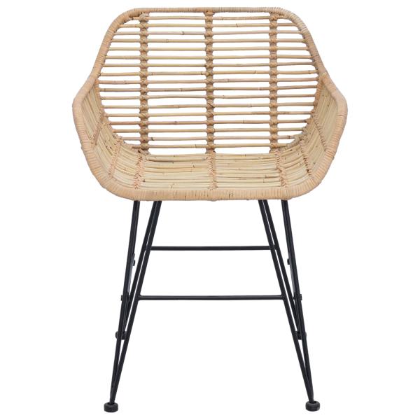 Esszimmerstuhl 2 Stk. Rattan und Eisen Natur 55 x 50 x 74 cm