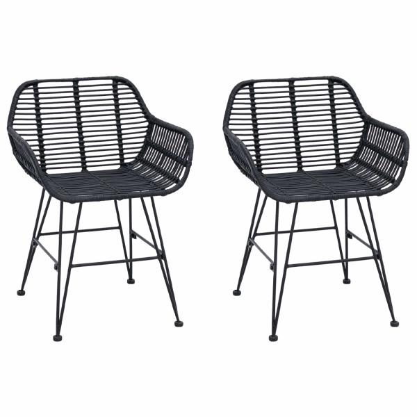 Esszimmerstuhl 2 pcs Schwarz 55 x 50 x 74 cm Rattan und Eisen