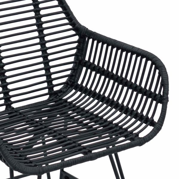 Esszimmerstuhl 2 pcs Schwarz 55 x 50 x 74 cm Rattan und Eisen