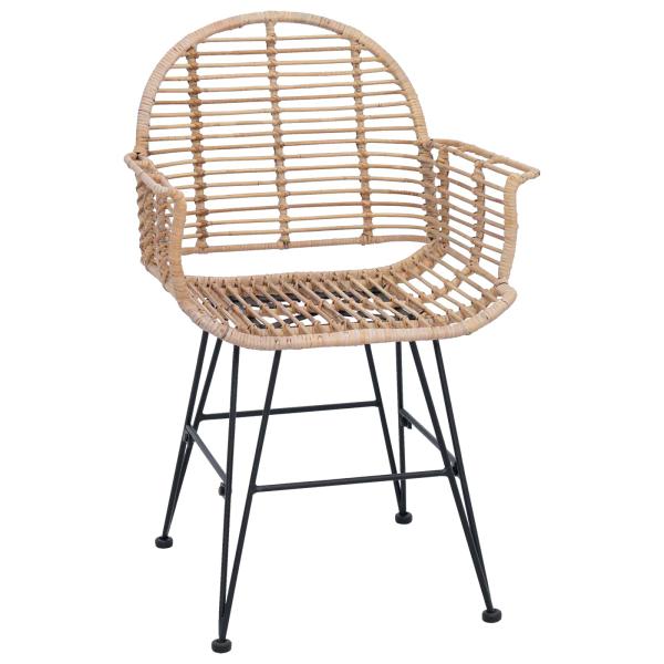ARDEBO.de - Esszimmerstuhl 2 pcs Natur 57 x 54,5 x 85 cm Rattan und Eisen