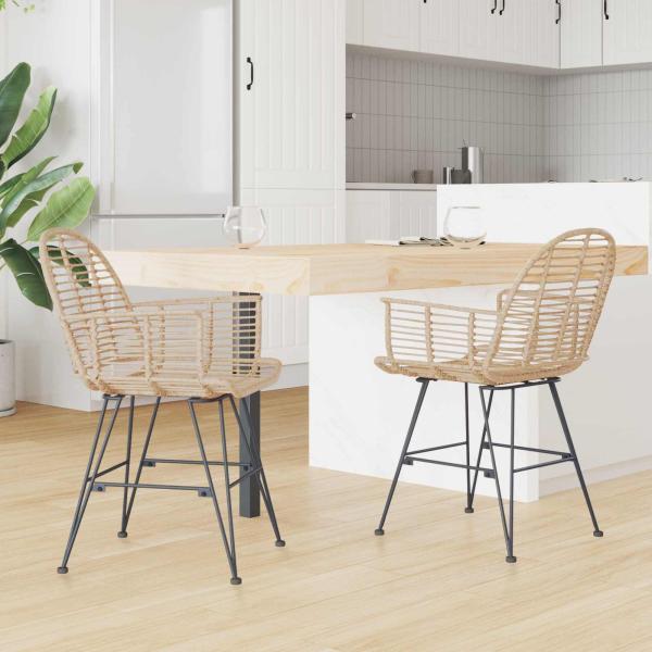 Esszimmerstuhl 2 pcs Natur 57 x 54,5 x 85 cm Rattan und Eisen