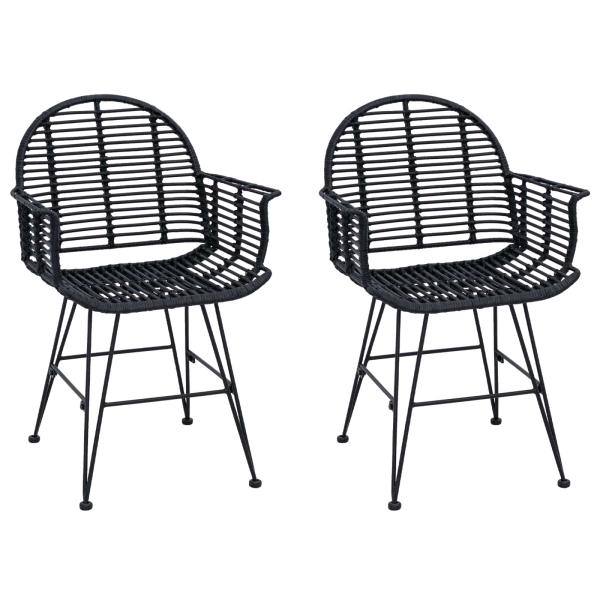 Esszimmerstuhl 2 pcs Schwarz 57 x 54,5 x 85 cm Rattan und Eisen