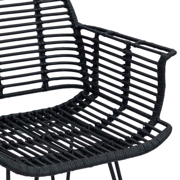 Esszimmerstuhl 2 pcs Schwarz 57 x 54,5 x 85 cm Rattan und Eisen