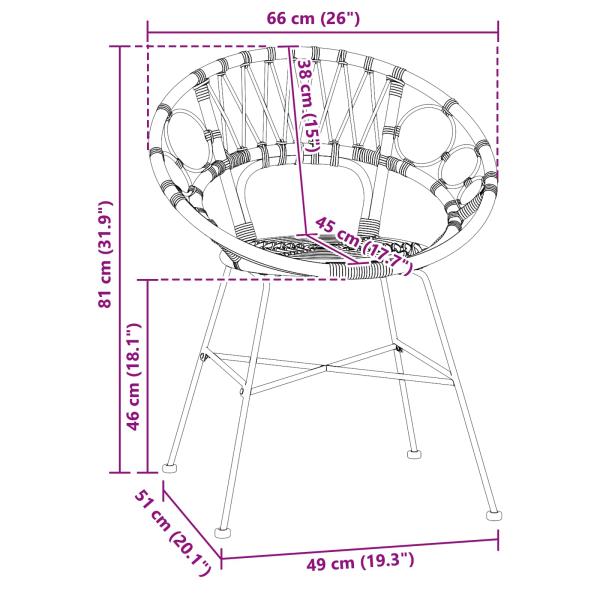 Esszimmerstuhl 2 pcs Natur 65 x 55,5 x 81 cm Rattan und Eisen