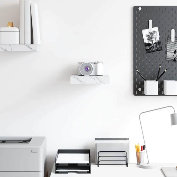 Wandregal Weiß Marmor 23 x 23,5 x 4 cm Holzwerkstoff