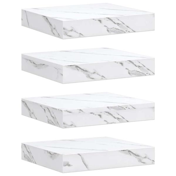 Wandregale 4 pcs Weiß Marmor 23 x 23,5 x 4 cm Holzwerkstoff